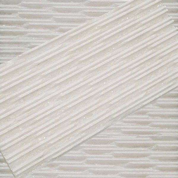 Comb Chiseled White Marble